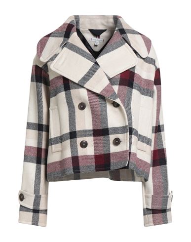 Tommy Hilfiger Woman Jacket Beige Size 12 Wool, Polyester, Acrylic, Nylon In Multi