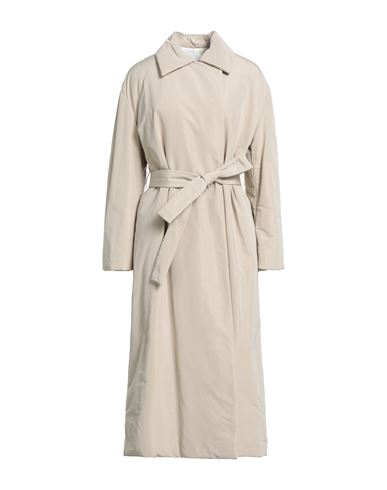 Hache Woman Coat Sand Size 6 Cotton, Polyester In Neutral