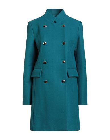 Liu •jo Woman Coat Deep Teal Size 10 Acrylic, Polyester, Wool In Blue