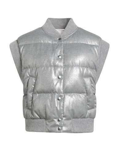 Peserico Woman Vest Grey Size 6 Nylon, Polyester, Viscose, Merino Wool, Cashmere In Gray