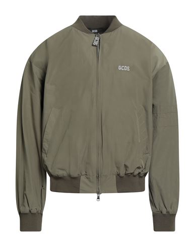 Gcds Man Jacket Sage Green Size L Polyester, Cotton In Gray