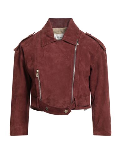 Claudie Woman Jacket Brown Size 6 Leather In Burgundy