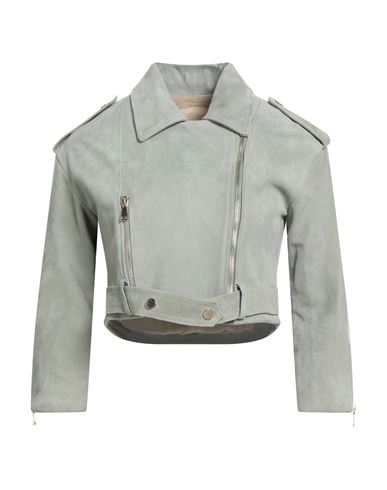 Claudie Woman Jacket Sage Green Size 2 Leather In Green