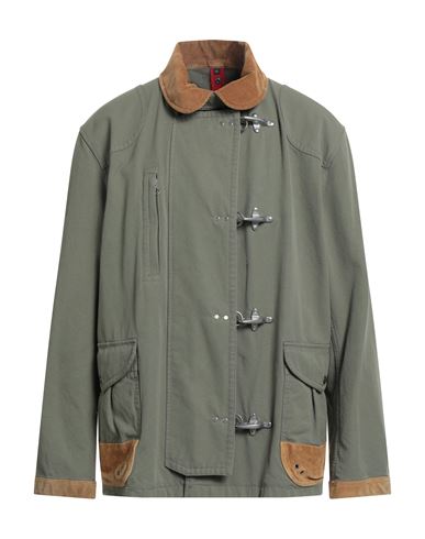 Fay Archive Man Jacket Military Green Size Xl Cotton, Cow Leather In Green
