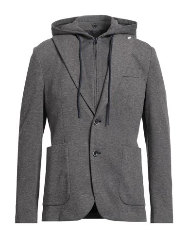 Manuel Ritz Man Jacket Midnight Blue Size 44 Cotton, Polyamide In Gray