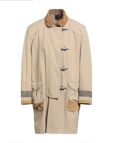 Fay Archive Man Coat Beige Size 3xl Cotton, Calfskin In Gray