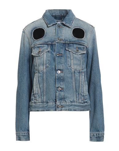 Off-white Woman Denim Outerwear Blue Size 4 Cotton In Blue