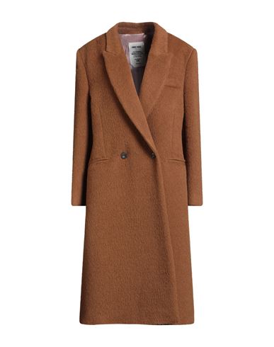 Annie Paris Woman Coat Camel Size M Virgin Wool, Mohair Wool, Polyamide In Brown