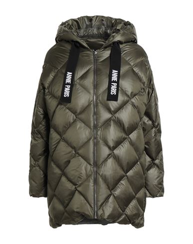Annie Paris Woman Puffer Military Green Size 10 Polyamide In Multi