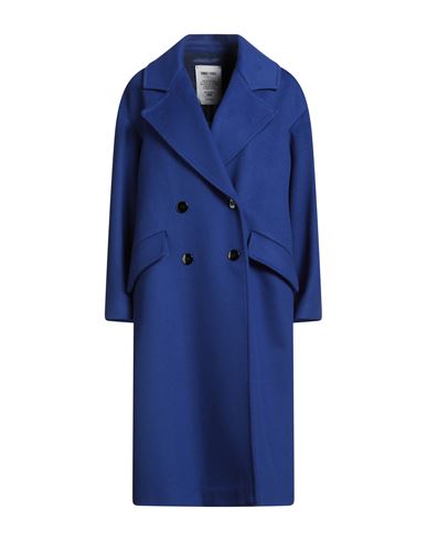 Annie Paris Woman Coat Blue Size L Virgin Wool, Polyamide, Cashmere In Blue
