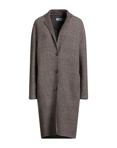 Annie Paris Woman Coat Dark Brown Size L Wool, Polyester, Polyamide In Brown