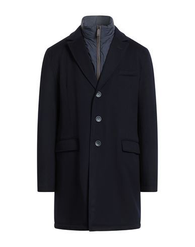 Herno Man Coat Midnight Blue Size 44 Virgin Wool In Blue