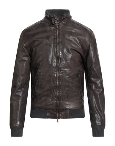 D'amico Man Jacket Dark Brown Size 38 Leather In Brown