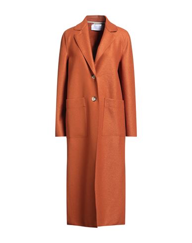Harris Wharf London Woman Overcoat & Trench Coat Rust Size 8 Virgin Wool In Brown