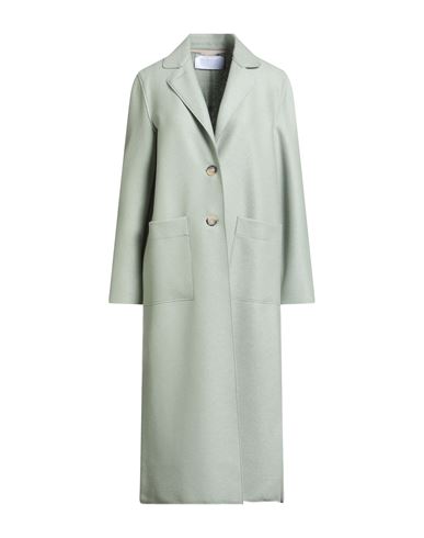 Harris Wharf London Woman Overcoat & Trench Coat Sage Green Size 10 Virgin Wool In Green