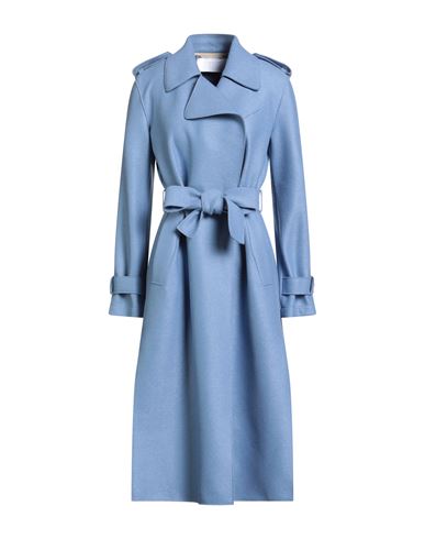 Harris Wharf London Woman Overcoat & Trench Coat Slate Blue Size 6 Virgin Wool In Blue