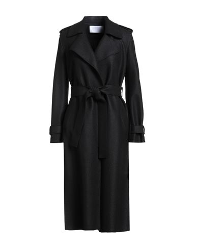 Harris Wharf London Woman Overcoat & Trench Coat Black Size 12 Virgin Wool In Black