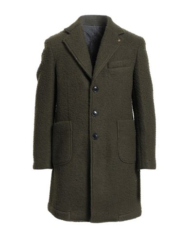Barbati Man Coat Military Green Size 36 Polyester, Virgin Wool In Green