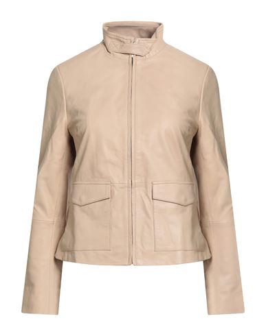 Max & Moi Woman Jacket Beige Size L Leather In Multi