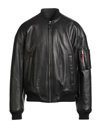 Dsquared2 Man Jacket Black Size 42 Ovine Leather In Black
