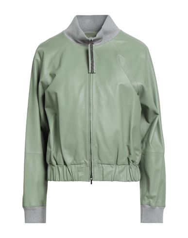 Fabiana Filippi Woman Jacket Light Green Size 4 Leather In Green