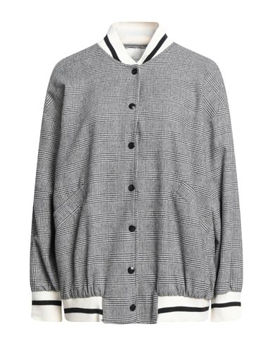 Souvenir Woman Jacket Black Size M Cotton, Polyester In Gray