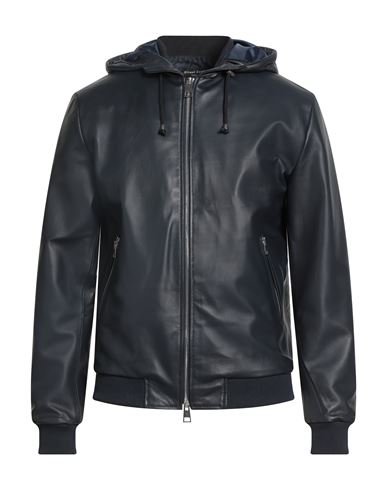 Street Leathers Man Jacket Midnight Blue Size Xl Leather In Black