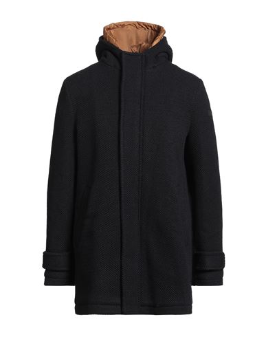 Distretto 12 Man Coat Midnight Blue Size Xl Virgin Wool, Polyester, Acrylic In Black