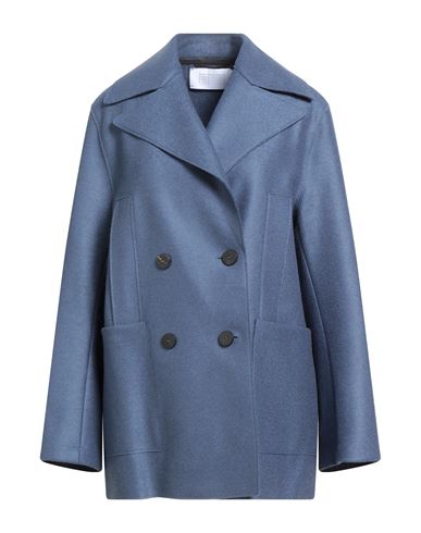 Harris Wharf London Woman Coat Blue Size 8 Virgin Wool In Blue
