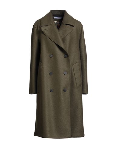 Harris Wharf London Woman Coat Military Green Size 6 Virgin Wool In Multi