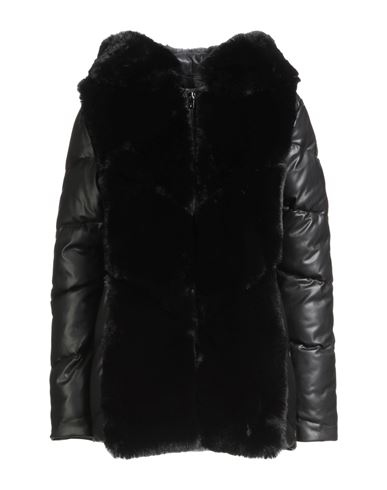 White Wise Woman Puffer Black Size M Polyester, Polyurethane, Viscose In Black
