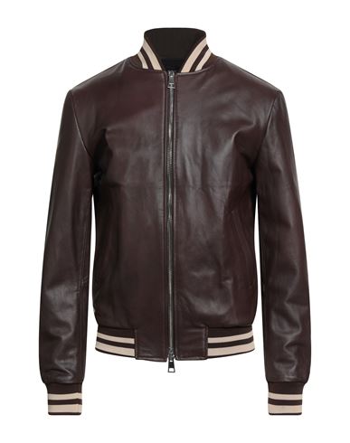 Street Leathers Man Jacket Chocolate Brown Size Xxl Leather In Burgundy