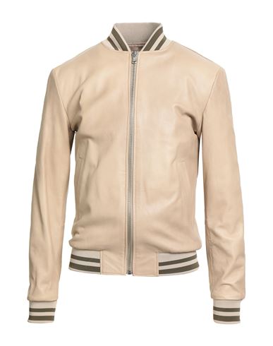 Street Leathers Man Jacket Beige Size Xxl Leather In Brown
