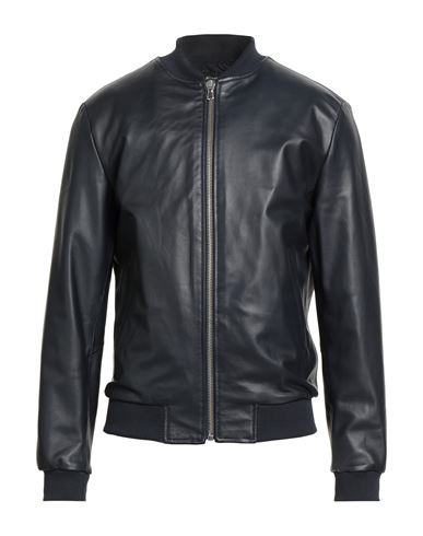 Street Leathers Man Jacket Midnight Blue Size Xxl Leather In Black
