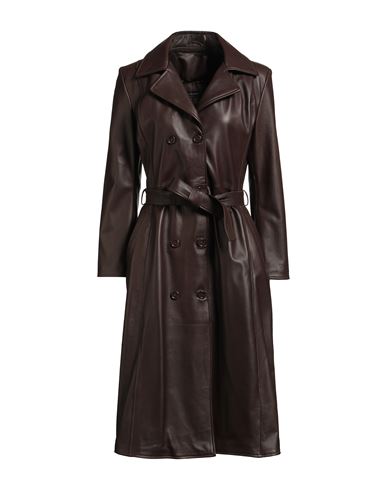 Street Leathers Woman Overcoat & Trench Coat Chocolate Brown Size Xl Leather In Brown
