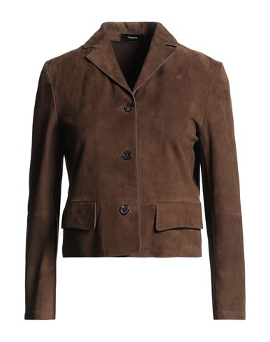 Theory Woman Jacket Brown Size 00 Goat Skin In Brown