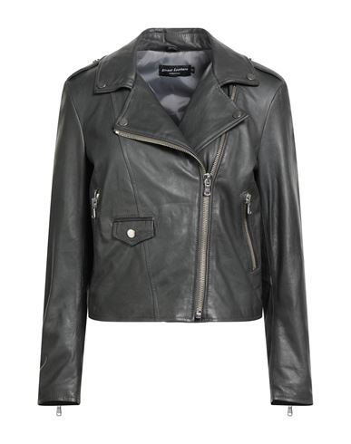 Street Leathers Woman Jacket Lead Size L Leather In Gray