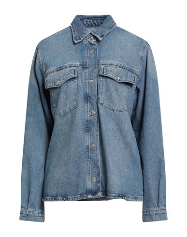 Only Blue Denim Woman Denim Shirt Blue Size L Cotton In Blue