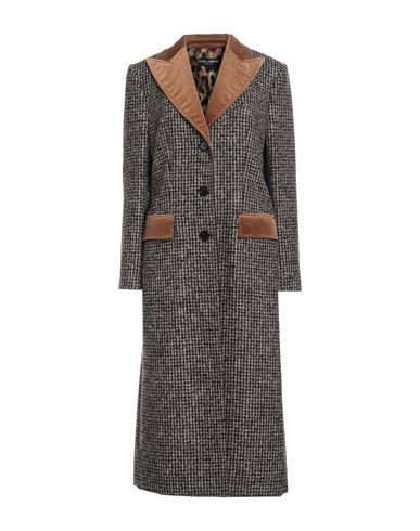 Dolce & Gabbana Woman Coat Khaki Size 2 Wool, Alpaca Wool, Cotton, Polyamide, Elastane In Gray