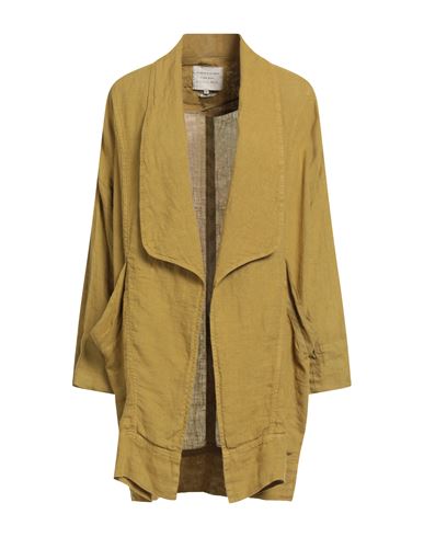 Alessia Santi Woman Overcoat & Trench Coat Mustard Size 8 Linen In Green