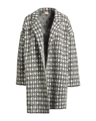 Siste's Woman Coat Grey Size L Acrylic, Wool, Viscose, Alpaca Wool In Gray