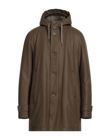 Herno Man Coat Military Green Size 44 Virgin Wool, Polyamide In Brown