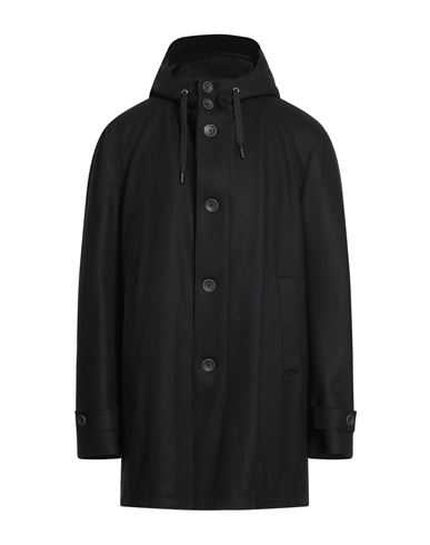 Herno Man Coat Black Size 44 Virgin Wool, Polyamide In Black