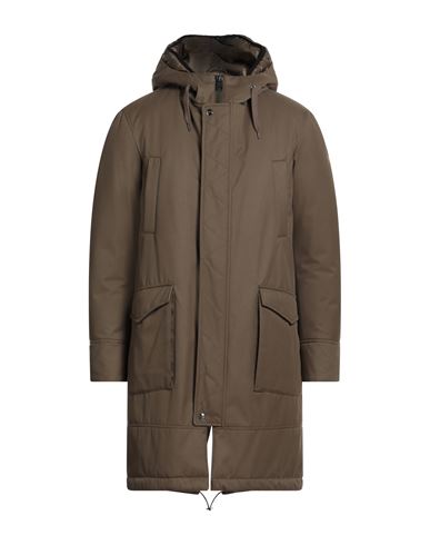 Herno Man Coat Military Green Size 40 Polyester, Viscose, Polyurethane, Wool, Polyamide In Brown