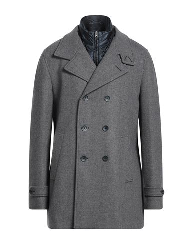 Herno Man Coat Navy Size 46 Recycled Wool, Polyamide In Gray