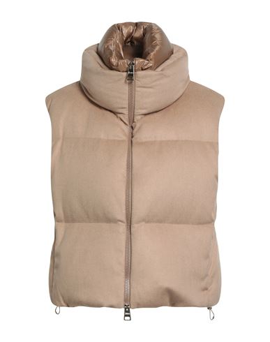Herno Woman Vest Camel Size 10 Silk, Cashmere, Polyamide In Brown