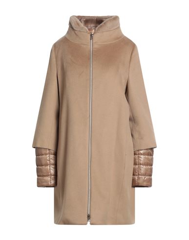 Herno Woman Coat Camel Size 12 Cashmere, Polyester In Nude