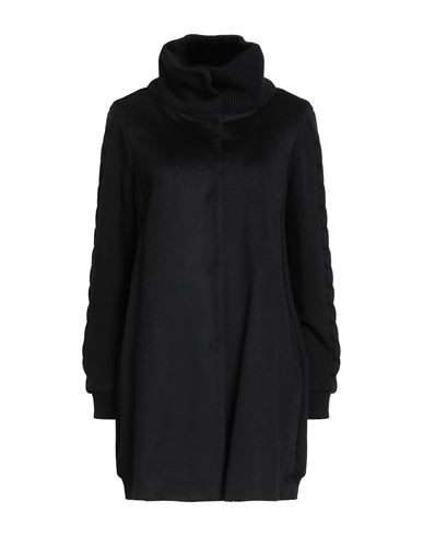 Herno Woman Coat Black Size 6 Wool, Virgin Wool In Black