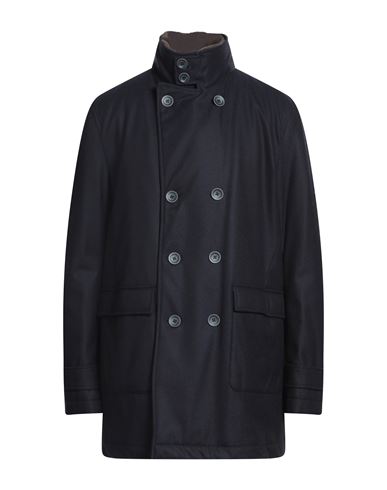 Herno Man Coat Navy Size 38 Virgin Wool, Cashmere In Blue