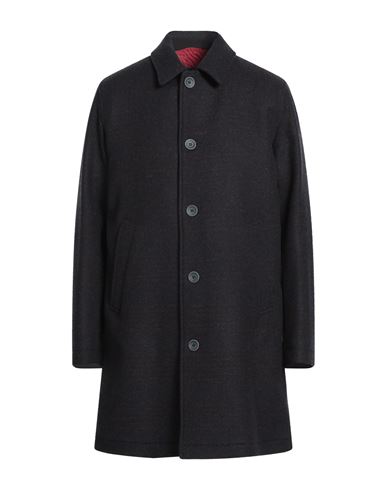 Herno Man Coat Navy Size 40 Recycled Wool, Polyamide, Polyester In Blue